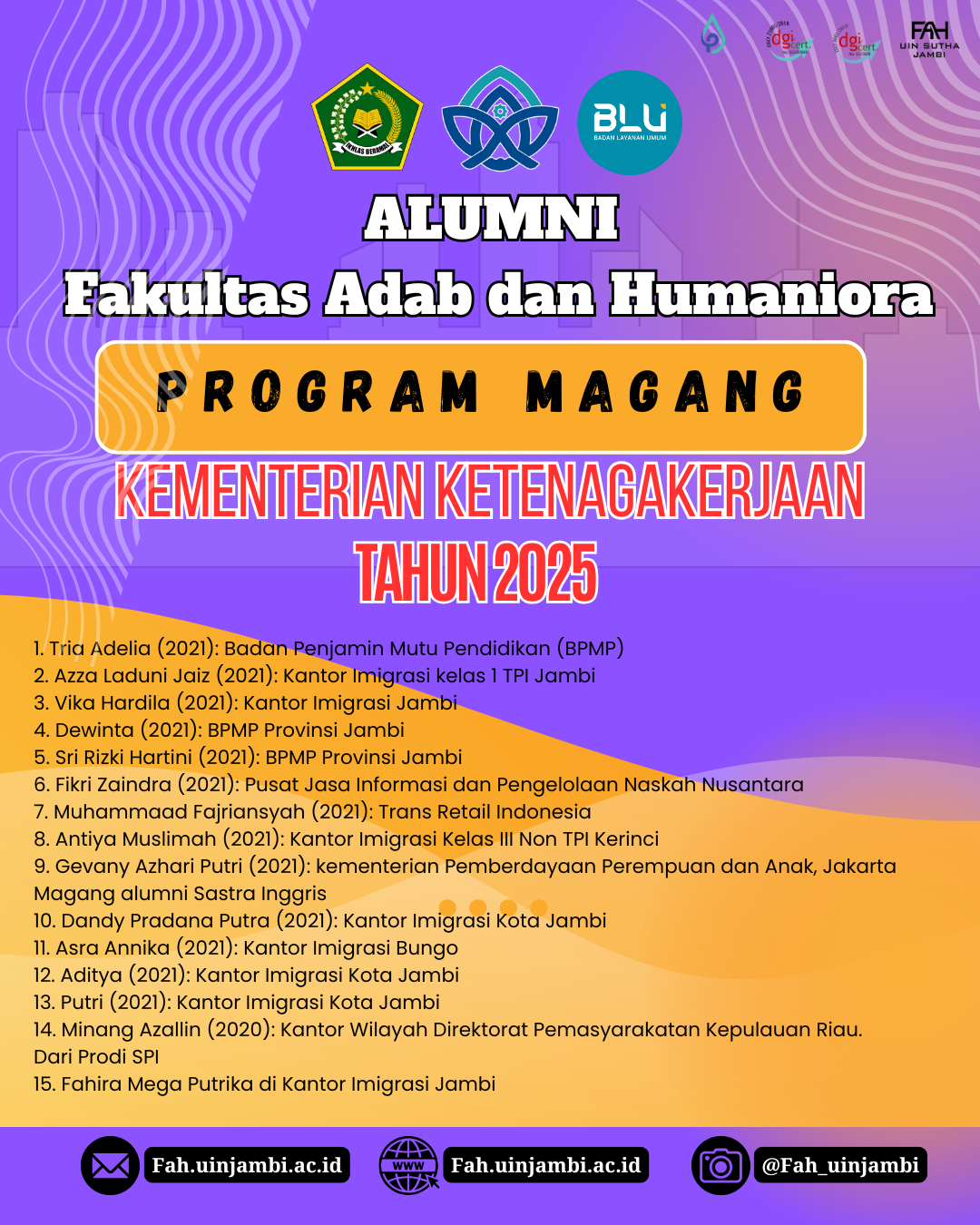 Alumni Fakultas Adab dan Humaniora Ikut Magang Hub Kemnaker