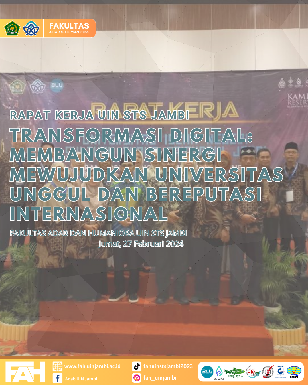 Rapat Kerja UIN STS Jambi Resmi Dibuka, Sinergi Mewujudkan UIN STS Jambi Unggul dan Bereputasi Internasional