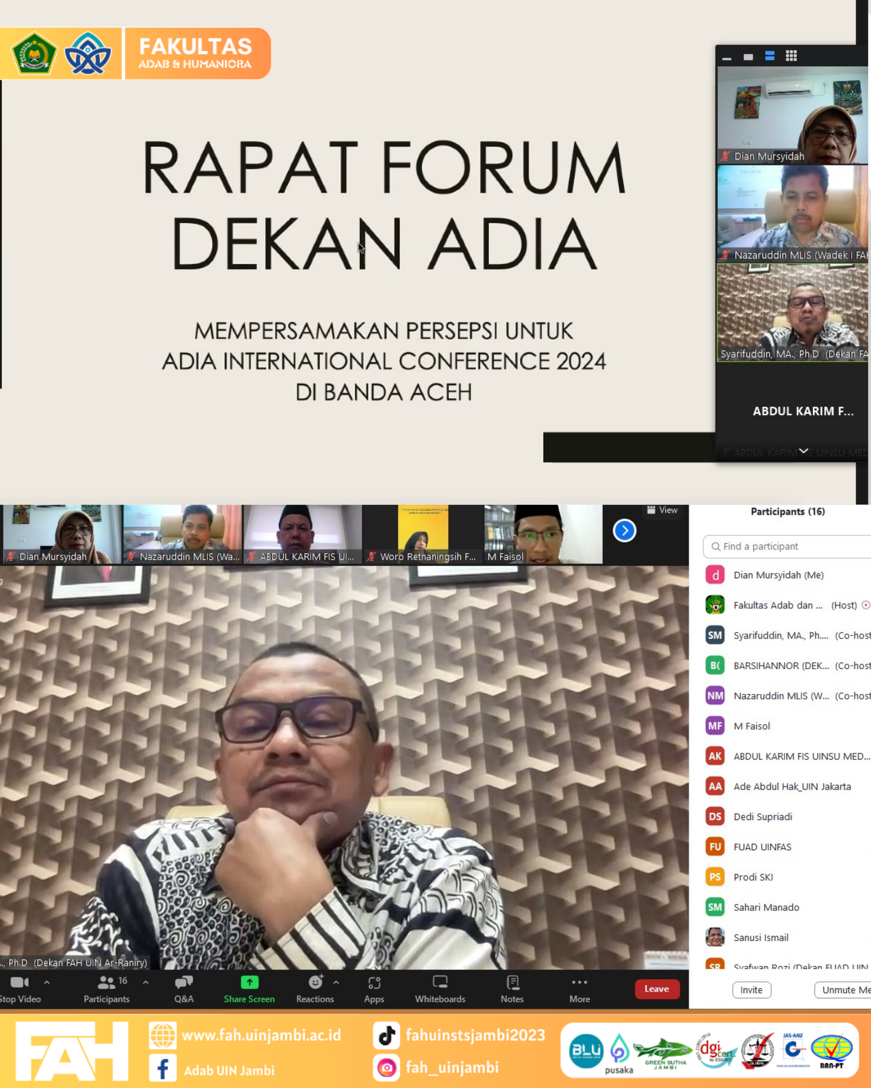 Rapat persiapan kegiatan ADIA INTERNATIONAL CONFERENCE 2024 DI BANDA ACEH.